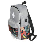 Nicci - Ensemble de sac à dos 3 pièces avec imprimé floral - Gris-Port USB
