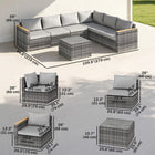Outsunny - Canapé modulaire d'extérieur extra large et profond de 25,6 po de 7 pièces, gris clair-Coussins d’assise de 3,1 po et coussins de dossier de 5,9 po pour un confort optimal