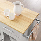Modway - Culinary Chariot de cuisine avec barre à serviettes, Gris clair naturel-Roulettes en nylon avec freins à verrouillage latéral