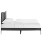 Modway - Sirocco Rotin et bois Lit de plateforme complet, Noir-Tête de lit à hauteur ajustable