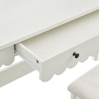 Modway - Emmeline Festonné Bureau de maquillage avec miroir et tabouret - Blanc-Assemblée requise