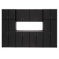 Prepac - Ensemble de rangement Elite G - Noir -L'ensemble G comprend : 2 armoires de rangement de 32 po BES 3264 , 2 armoires murales empilables de 32 po BEW 3224 , 2 armoires de 16 po BEB 3216 , 2 armoires murales de 30 po de haut BEW 3230 .