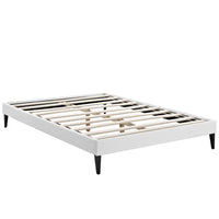 Modway - Sharon Vinyle Cadre de lit complet avec pieds carrés effilés, Blanc-Cadre en bois massif