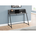 Monarch Specialties - 7550 Bureau 48 po L - Fausse Pierre Grise/Metal Noir-La base en métal robuste au fini noir offre de la stabilité et comporte des pieds en forme de trapèze pour un look élégant et contemporain