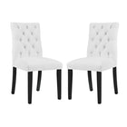 Modway - Duchess Vinyle Chaise à manger Ensemble de 2 - Blanc-Rembourrage en mousse dense pour le confort