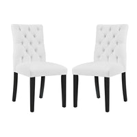 Modway - Duchess Vinyle Chaise à manger Ensemble de 2 - Blanc-Rembourrage en mousse dense pour le confort