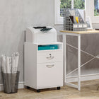 HOMCOM - Armoire de rangement pour documents et imprimante à roulettes 24 po pour bureau à domicile - blanc-Tiroir verrouillable avec deux clés pour garder les dossiers importants en sécurité   
