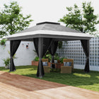 Outsunny - Tente auvent pliante 11.7 pi l x 11.7 pi L avec sacs de sable - UPF50+-Toile en tissu Oxford UPF50+ bloque 98 % des rayons UV, murs en maille amovibles inclus