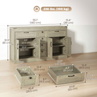 HOMCOM - Buffet de style ferme 55 po avec portes de grange et tiroirs - grain de bois gris-Sert de bar à café ou de meuble TV pour des écrans jusqu'à 60 po 