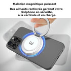 MyBat - Chargeur sans fil magnétique DockIt 360° + Support bague - Blanc-Design fin et pratique - Léger et assez discret pour rester en place tout en étant portable