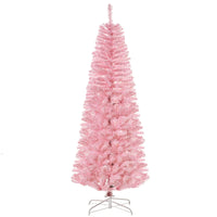 HOMCOM - Sapin de Noël artificiel 6' forme crayon - décoration de fête - rose-Sapin de Noël artificiel de 6 ft crée une atmosphère festive 