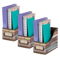 Teacher Created Resources - Récupéré Bois Design Book Bin, Pack de 3-Excellente façon d'organiser votre classe avec style