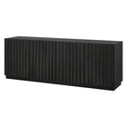 Hudson&Canal - Meuble TV rectangulaire cannelé Marion pour téléviseurs jusqu'à 75 pouces, finition grain noir-La capacité de charge supérieure est de 34 kg. L'étagère du milieu peut supporter 11 kg, tandis que l'étagère inférieure peut supporter 16 kg