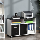 HOMCOM - Armoire de classement latérale mobile avec tiroir verrouillable - noir-4 roues avec 2 freins vous permettent de le déplacer où vous en avez besoin 