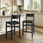 Modway - Alvia Bois Tabouret de comptoir avec siège tissé Ensemble de 2 - Noir-X-Stretcher Support Base