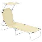Outsunny - Chaise longue d’extérieur - chaise longue pliante réglable - beige-Le cadre en pin résistant aux intempéries offre un soutien solide et fiable