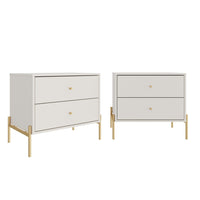 Manhattan Comfort - Ensemble de 2 tables de chevet modernes Jasper 25,15" - Blanc cassé-Ensemble moderne de 2 tables de chevet pour chambre et salon