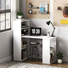 HOMCOM - Bureau moderne pour ordinateur avec étagères de rangement - 47,2 po L x 21,7 po l x 47,2 po H - blanc-Montage rapide et nettoyage facile avec un chiffon humide 