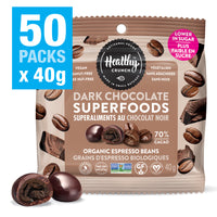 Healthy Crunch - Grains de café expresso bio au chocolat noir, 50 unités x 40 grammes-Sans produits laitiers