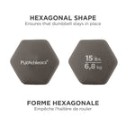 PurAthletics - Haltère - 15 lb-Revêtement en néoprène durable et antidérapant