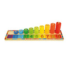 Bigjigs Toys - Puzzle Apprendre à compter-Comptez les disques individuels codés par couleur au fur et à mesure qu'ils remplissent les poteaux.