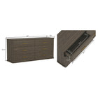 Manhattan Comfort - Commode double traditionnelle Clifford à 6 tiroirs - Noyer-Six tiroirs de rangement offrant un espace généreux pour garder les vêtements et les essentiels du quotidien bien organisés