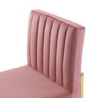 Modway - Carriage Base de traîneau à touffes de Channel Performance Velvet Chaise à manger - Rose Poussiéreuse d’Or-Assemblée requise