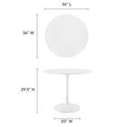 Modway - Lippa Rond de 36 po Bois Table à manger, Blanc-Plateau de table en MDF laqué