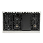 Kucht - 48 po Série KDF Cuisinière Pro Style à double combustible - Acier inoxydable/Vert-Les brûleurs scellés facilitent le nettoyage en empêchant les déversements de pénétrer dans la surface de cuisson