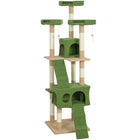 PawHut - Arbre à chat multi-niveaux 68 po H, avec poteaux à griffer, condo pour chat - vert-Arbre à chat haut à plusieurs niveaux avec 3 plateformes supérieures, 2 grands condos, 2 échelles, 3 jouets suspendus pour que le chat puisse jouer 