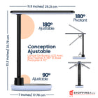 ShoppingAll - Lampe de bureau multifonctionnelle à LED avec base RVB, chargeur sans fil et chargement USB - Noir-Éclairage Réglable : Le Bras Flexible En Col De Cygne Vous Permet D’orienter La Lumière Précisément Là Où Vous En Avez Besoin Pour Un Éclairage Optimal.