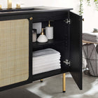 Modway - Chaucer 36" Vanette de salle de bain - Noir noir-Portes en rotin tissé