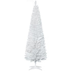 HOMCOM - Sapin de Noël artificiel 6' mince - décoration de fête - blanc-Arbre de Noël artificiel de 6 pieds de haut avec un aspect grêle 