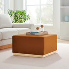 Modway - Tilden Grand velours de performance carré de 28 pouces Rembourré Ottoman - Rouille naturelle-Socle en caoutchouc