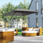 Outsunny - Parasol de patio à bras déporté avec base croisée et rotation à 360° - 9 pi - gris foncé-Base croisée à 360 degrés contrôlée par une pédale pour une couverture d’ombre totale