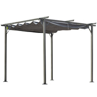 Outsunny - auvent de pergola rétractable extérieur - 10 pi x 10 pi - gris-Cadre en acier robuste avec revêtement en poudre pour une résistance et une stabilité supérieures 