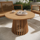 Modway - Lane Rond de 42 pouces Terrasse extérieure Bois de teck Table à manger - Naturel-Base à piédestal à lattes