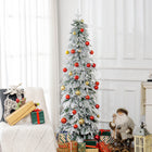 HOMCOM - Arbre de Noël artificiel crayon de 6 pi avec ouverture automatique-Design élégant en forme de crayon pour économiser de l'espace 