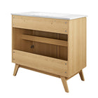 Modway - Soma 36" Vanette de salle de bain - Oak White-Trous centraux de 8"