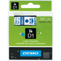 DYMO - Ruban d'étiquettes D1, 12 mm (1/2 po), bleu sur blanc-Ruban Dymo Standard D1