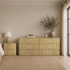 Manhattan Comfort - Clive 72" Commode double à 6 tiroirs style mid-century modern - Chêne naturel et or-10