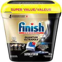 Finish - Quantum UltraMAX - 68 Tablettes-Élimine les taches brûlées et séchées (même dans l'eau dure et les vieilles machines)