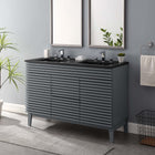 Modway - Render 48" Meuble de salle de bain à double lavabo - Gris Noir-Coiffeuse à grains de noyer