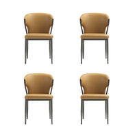 Manhattan Comfort - Lot de 4 chaises de salle à manger modernes Kirsten 52 cm en similicuir camel-Chaise de salle à manger moderne pour salle à manger et usage de bureau lot de 4