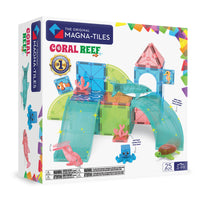 MAGNA-TILES -L’original ensemble de construction magnétique Coral Reef de 25 pièces-Ce qui est inclus:  25 pièces magnétiques, incluant plusieurs créatures marines (requin, dauphin, tortue et pieuvre avec tentacules au toucher doux) et un mélange de tuiles inspirées des coraux, d’arches et de pièces structurelles pour construire des récifs, des tunnels et des paysages sous-marins