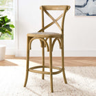 Modway - Gear Tabouret de comptoir - Naturel-Siège en rotin tissé