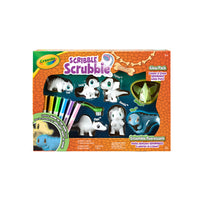 Crayola - Ensemble combo de dinosaures luminescents Scribble Scrubbie de -DINOSAURES SCRIBBLE SCRUBBIE : Cet ensemble comprend 7 dinosaures Scribble Scrubbies (dont 2 qui brillent dans le noir!), 1 brosse et 6 marqueurs