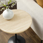 Modway - Lippa Rond de 20 po Faux travertin Table d’appoint, Travertin noir-Placement polyvalent