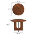 Modway - Rivian Ronde 48 po Bois Table à manger, Noyer-Bois massif de manguier