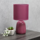 Simple Designs - Petite Round Table Lamp - Mauve With Matching Shade-Exigence en matière d'ampoule vendue séparément : Cette lampe exige une ampoule à culot candélabre type B10 E12 de 40 watts (non incluse)